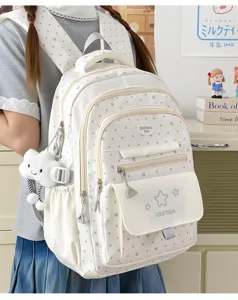 Süßer koreanischer Studentenrucksack mit Sternenmuster, große Alltags-Schultasche für Mädchen.