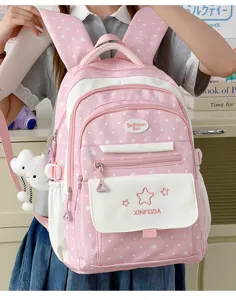 Süßer rosa Sternen-Schulranzen mit großem Fassungsvermögen für Mädchen und Studenten.