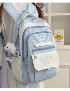 Süßer blauer Rucksack mit Sternenmuster für Schüler große Kapazität Freizeit Schultasche Mädchen