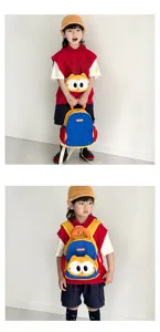 Cute kindergarten kids backpack lightweight dual straps bright color cartoon cat design for daily use