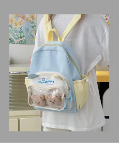 Mochila transparente bonita con ositos de peluche, ideal para estudiantes y chicas diario.