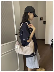 Korean minimalist solid color nylon women bag, casual shoulder crossbody and underarm bag.