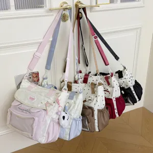 Bolso bandolera de lona para estudiantes estilo japonés gran capacidad casual