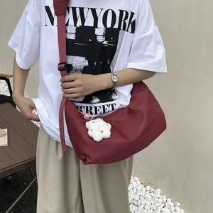Minimalist solid color nylon women shoulder crossbody bag casual crescent hobo bag daily use