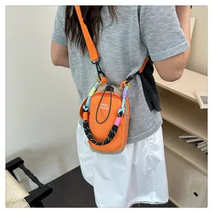 Trendy color-block woven crossbody bag mini cell phone bag for women outdoor fashion shoulder