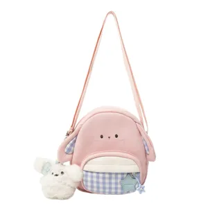 Süße rosa Umhängetasche mit Hundeohren Design, süße Canvas Schultertasche für Mädchen.