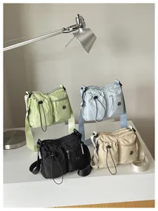 Stylish nylon women shoulder bag casual multi-pocket crossbody bag for daily commute.