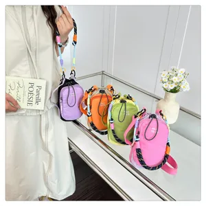 Trendy colorblock braided crossbody mini phone bag, fashionable outdoor shoulder bag for women.