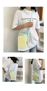 Korean style dopamine color-block mobile phone bag, women's crossbody sports shoulder bag.