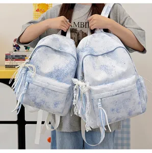 Zaino per studenti con motivo a stelle stile doppia misura viaggio tempo libero borsa scu