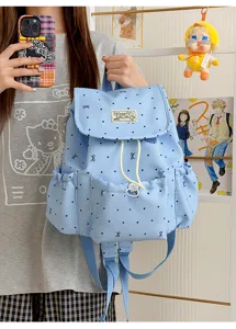 Japanischer Studenten Rucksack mit Polka Dot und Schleife, süßer Mode Tagesrucksack für Reisen.