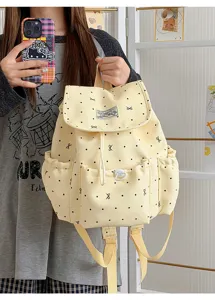Japanischer Stil Studenten kleiner Rucksack Pünktchen Schleife Druck ästhetische Reisetasche Detail