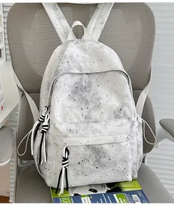Zaino scolastico casual con motivo a stelle per studenti, elegante zaino da viaggio.