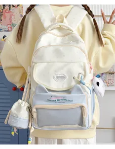 Süßer Pastell Studenten Rucksack mit Katzenohren transparente Fenster Ita Bag große Kapazität