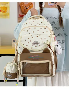 Niedlicher Ita Rucksack fuer Schueler grosse Kapazitaet Freizeittasche mit Sichtfenster