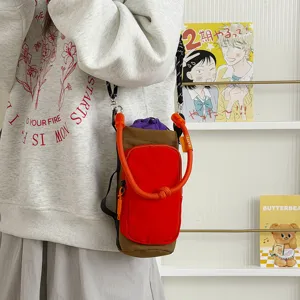 Portable crossbody water bottle bag outdoor sports color-blocking phone pouch stylish