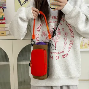 Lightweight outdoor water bottle bag versatile colorblock crossbody phone pouch for travel.