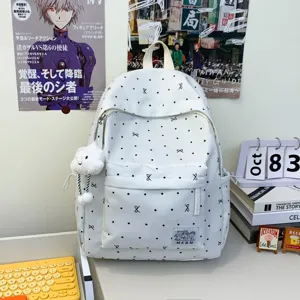 Sac à dos décontracté à pois doux style japonais, cartable léger de grande capacité.