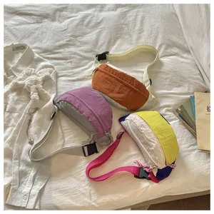 Colorful nylon dopamine crossbody chest bag casual fashion fanny pack outdoor sling bag