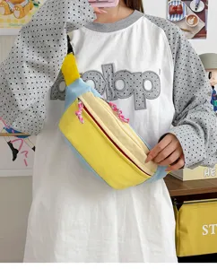 Colorful dopamine canvas crossbody chest bag, lightweight and stylish for outdoor travel use.