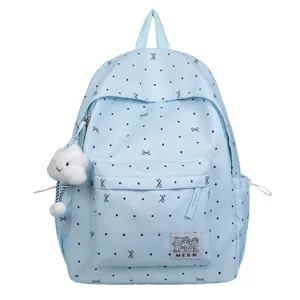 Sac à dos casual à pois doux de style japonais pour étudiants, léger et grand sac d'école.