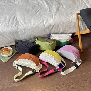 Colorful dopamine color block chest bag casual waist pack for daily travel and cycling