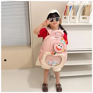 Cute cartoon kids school backpack for kindergarten boys and girls, pink cute bookbag.