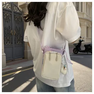 Detailed view of the Korean dopamine colorblock phone crossbody bag, stylish and practical.