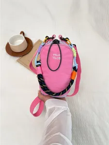 Chic colorblock woven crossbody bag for women, mini phone bag with trendy straps, main view.