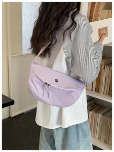 Lightweight purple crescent crossbody bag casual daily shoulder bag for women style trendy