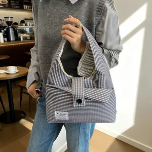 Women stylish plaid tote bag large capacity casual single shoulder commuting handbag