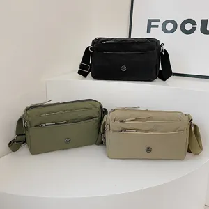 Japanese minimalist nylon multi-pocket crossbody shoulder bag for women commuter casual
