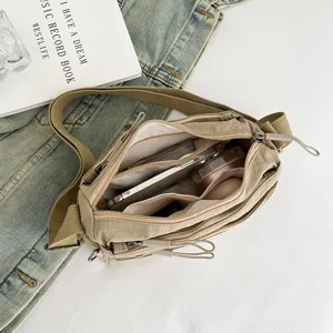 Casual Nylon Multi-Pocket Crossbody Bag Minimalist Daily Commuter Shoulder Bag for Women