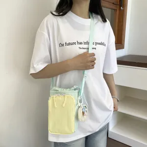 Korean dopamine color-blocked phone crossbody bag for women, stylish casual shoulder bag.