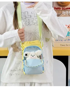 Lightweight color-block water bottle bag, casual outdoor sports crossbody bag for women.