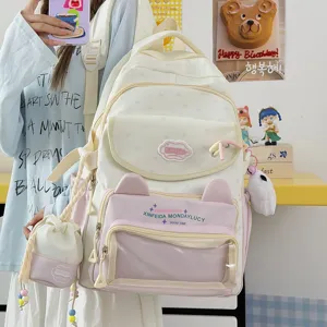 Süßer kawaii schüler rucksack große kapazität rosa weiß ita tasche katzenohren.