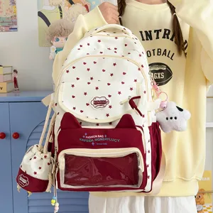 Süßer Ita Rucksack mit Sternen Muster Klarsichtfenster Schulranzen Freizeit Daypack