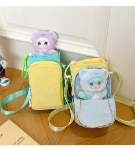 Lightweight colorblock water bottle bag outdoor casual crossbody bag for women daily use.