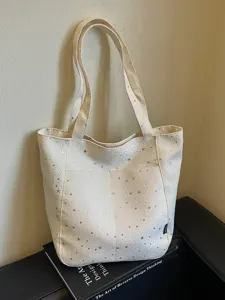 Canvas tote bag for women daily casual shoulder bag large capacity star print design