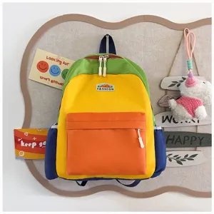 Colorful kids school backpack vibrant color block casual daypack for children travel