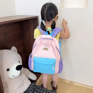 Kids colorful contrast backpack school bag for kindergarten and outdoor activities back view