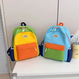 Colorful children backpack kindergarten school bag stylish color block kids bookbag