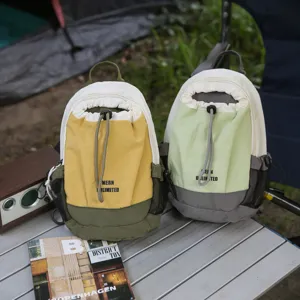 Outdoor color-blocked drawstring casual backpack, lightweight waterproof daypack for daily travel.