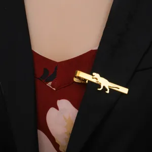 Pinza de corbata de dinosaurio dorado hombre prendedor solapa traje accesorio moda