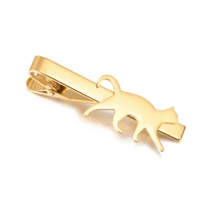 Pasador de corbata de gato de acero inoxidable dorado accesorio traje hombre animal