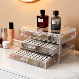 Boîte de Rangement pour Rouge à Lèvres de Bureau en PS Transparent Style Acrylique Tiroir Organisateur de Maquillage Étagère à Cosmétiques Antipoussière Empilable