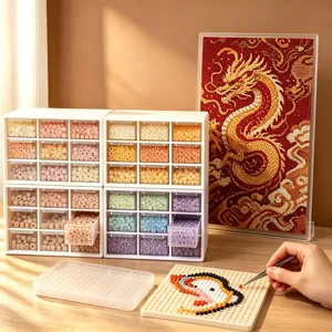 Pratique boîte de rangement de bureau multi-tiroirs transparente pour petits accessoires.