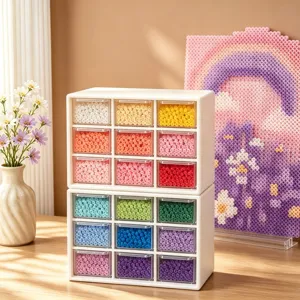 Boite de rangement de bureau a tiroirs anti-poussiere pour papeterie bijoux cosmetiques.