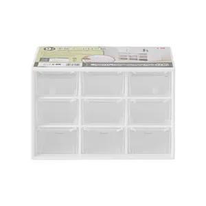 Boîte de Rangement de Bureau à 9 Tiroirs Transparents Organisateur de Maquillage Plastique