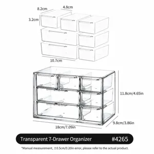 Organisateur de bureau en acrylique transparent à 7 tiroirs pour maquillage.